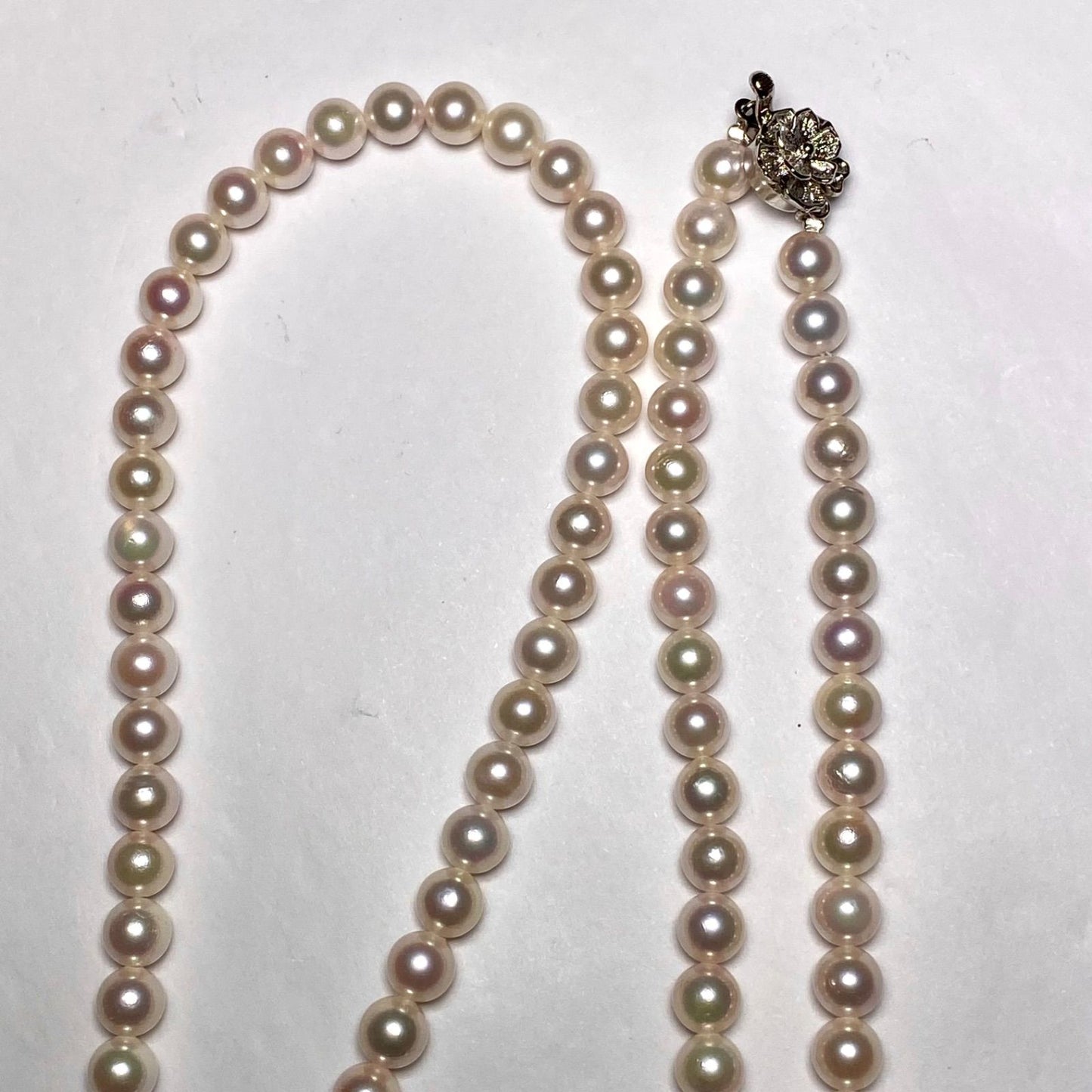 Akoya pearl Tenyo Class long necklace with 6.5-7.0mm pearls measuring 80cm