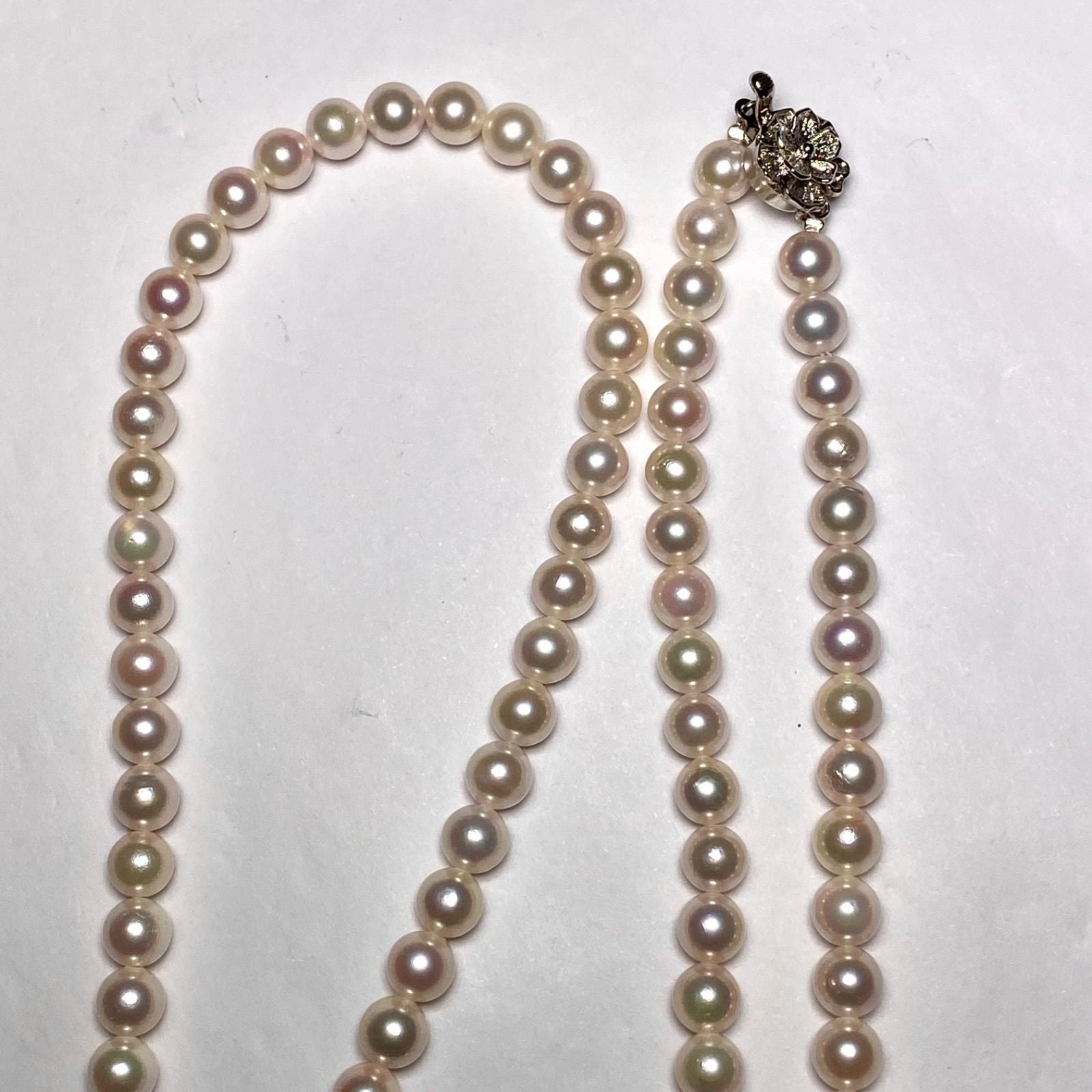 Akoya pearl Tenyo Class long necklace with 6.5-7.0mm pearls measuring 80cm