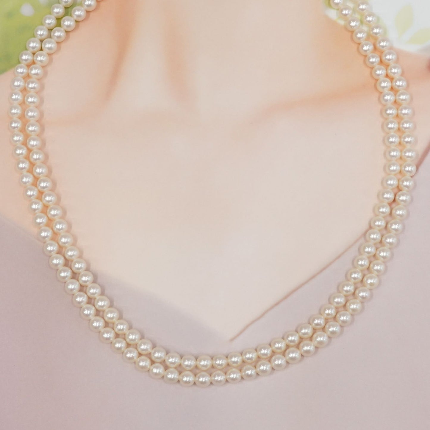 Tasaki Akoya pearl long necklace with 6.5-6.8mm pearls and silver clasp measuring 122cm
