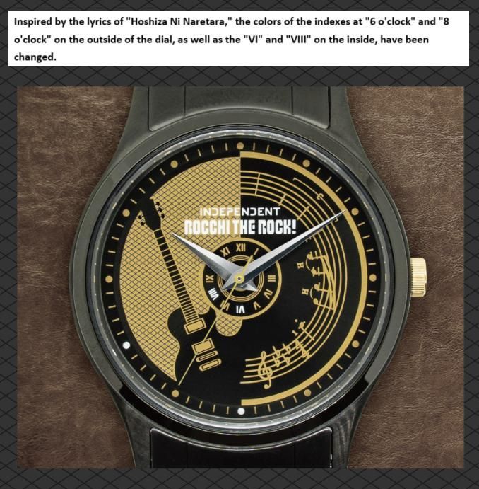 Bocchi the Rock ONKYO x CITIZEN limited edition wristwatch with round silver case and black strap