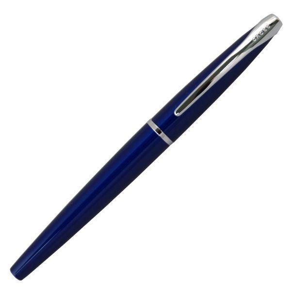 Cross ATX fountain pen in translucent blue lacquer with medium nib, shown capped and uncapped