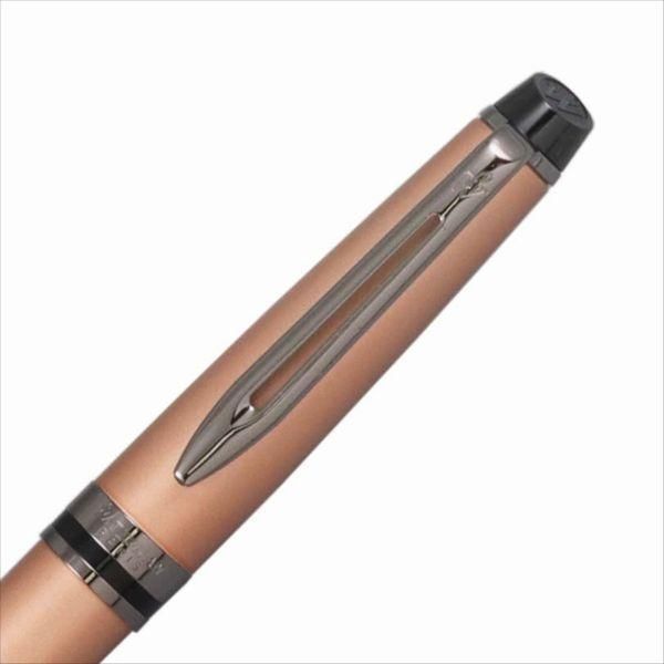Waterman Expert Rose Gold RT 2119293 twist pen with brass lacquer finish and black ruthenium clip