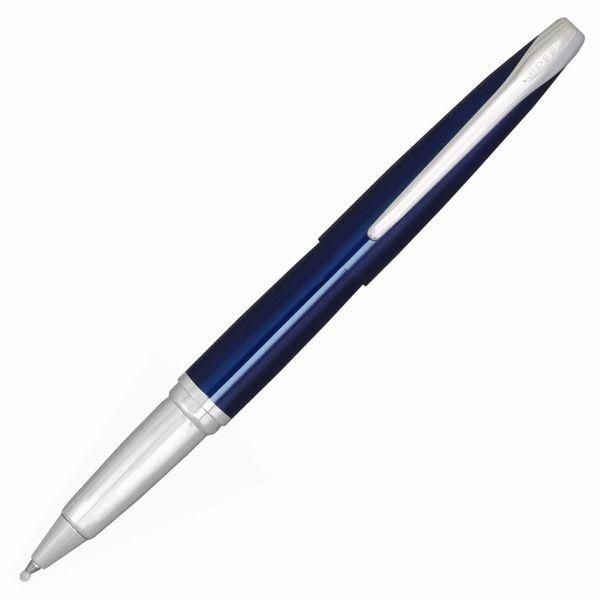 Cross ATX Select Tip Rollerball Pen in translucent blue lacquer with chrome and brass finish in gift box