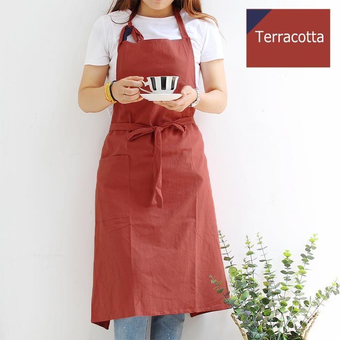 Generic lightweight polyester cotton apron for cafes and kitchens measuring 90x95 cm Japan import