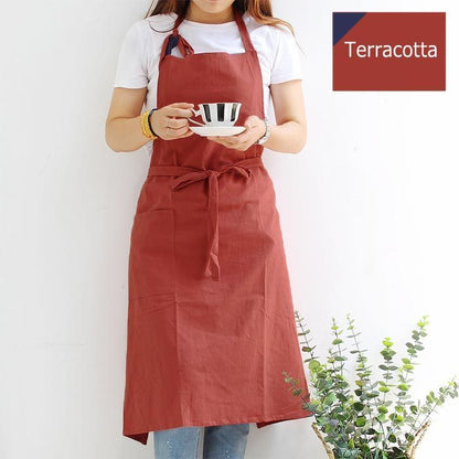 Generic lightweight polyester cotton apron for cafes and kitchens measuring 90x95 cm Japan import