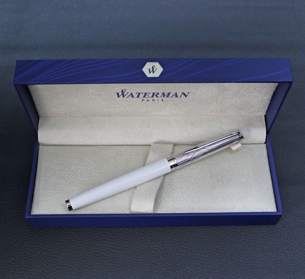 WATERMAN Metropolitan Deluxe White CT fountain pen with medium nib, brass body, nickel palladium finish