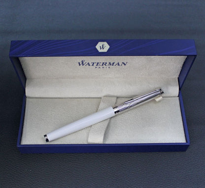WATERMAN Metropolitan Deluxe White CT fountain pen with medium nib, brass body, nickel palladium finish