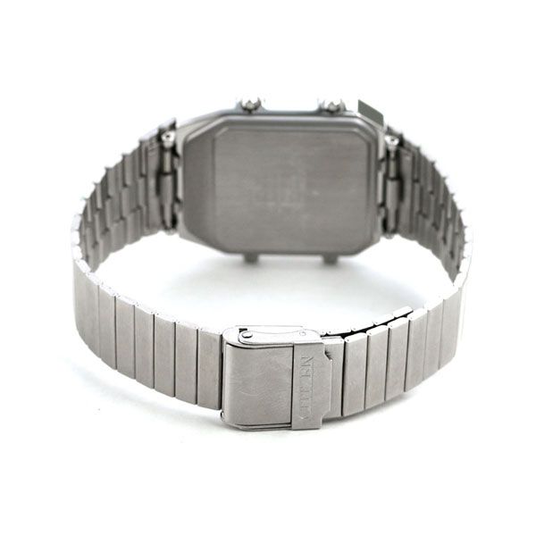 Citizen Record Label ANA-DIGI TEMP watch model JG2101-78E with black LCD dial and silver stainless steel band