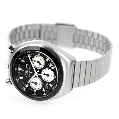 Citizen Tuno Chrono Watch AN3660-81E with black dial and silver stainless steel slide band