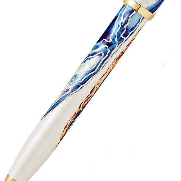 CROS Wonderlust Malta fountain pen with black barrel and silver accents shown at an angle