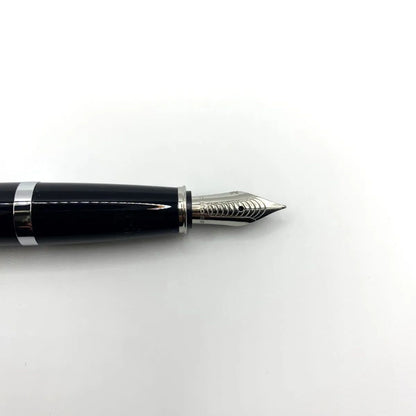 CROSS Galaxy Black Fountain Pen with Medium Nib and thick lacquer finish showing center ring grooves
