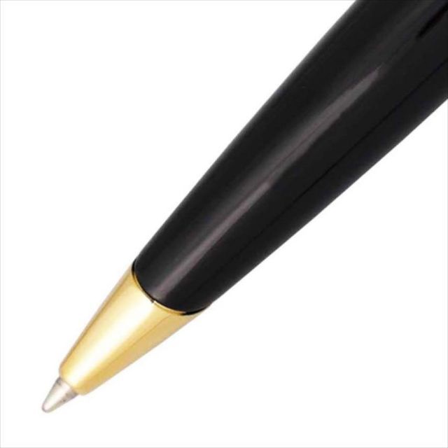 WATERMAN KAREN Black Sea GT ballpoint pen in black with gold trim, 144mm length, shown on white background