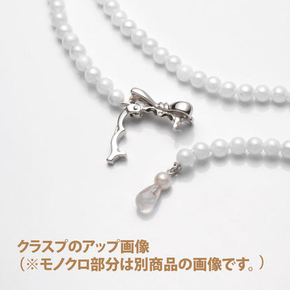 Baroque shape Akoya pearl necklace with 3-3.5mm pearls and rose quartz ribbon clasp, 80cm long