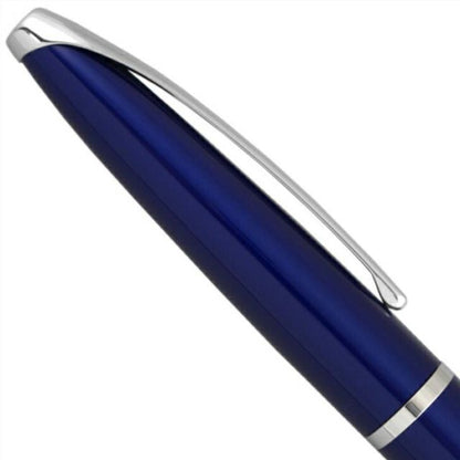 CROSS ATX 882-37 ballpoint pen with translucent blue lacquer and chrome accents, 139 mm length