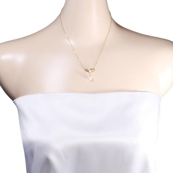 Mikimoto K18 gold necklace with pearl and diamond pendant for ladies weighing 3.6 grams, made in Japan