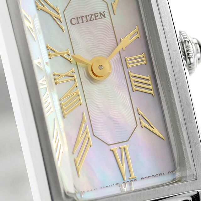Citizen Kii EG7040-74D ladies wristwatch with white shell dial and silver stainless steel slide band