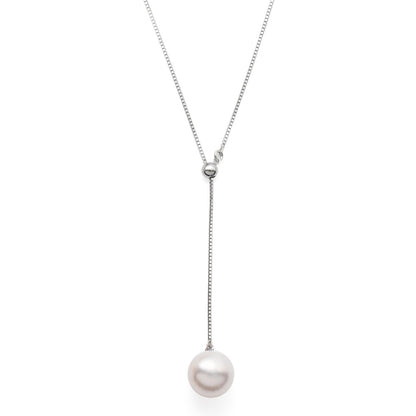 Platinum Akoya Pearl Slide Necklace featuring 8-8.5mm cultured pearls on a 52cm platinum chain