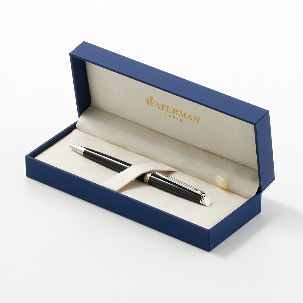 Waterman Metropolitan Essential black ballpoint pen with chrome trim and comfortable grip