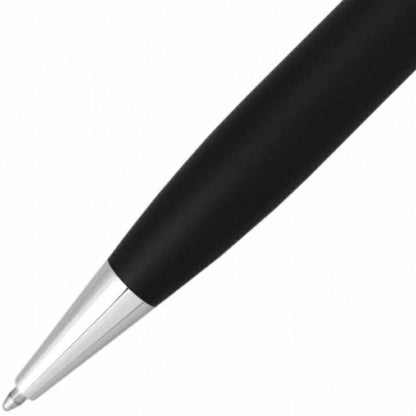 CROSS Strafford Satin Black ballpoint pen with brass body and chrome coating shown on white background