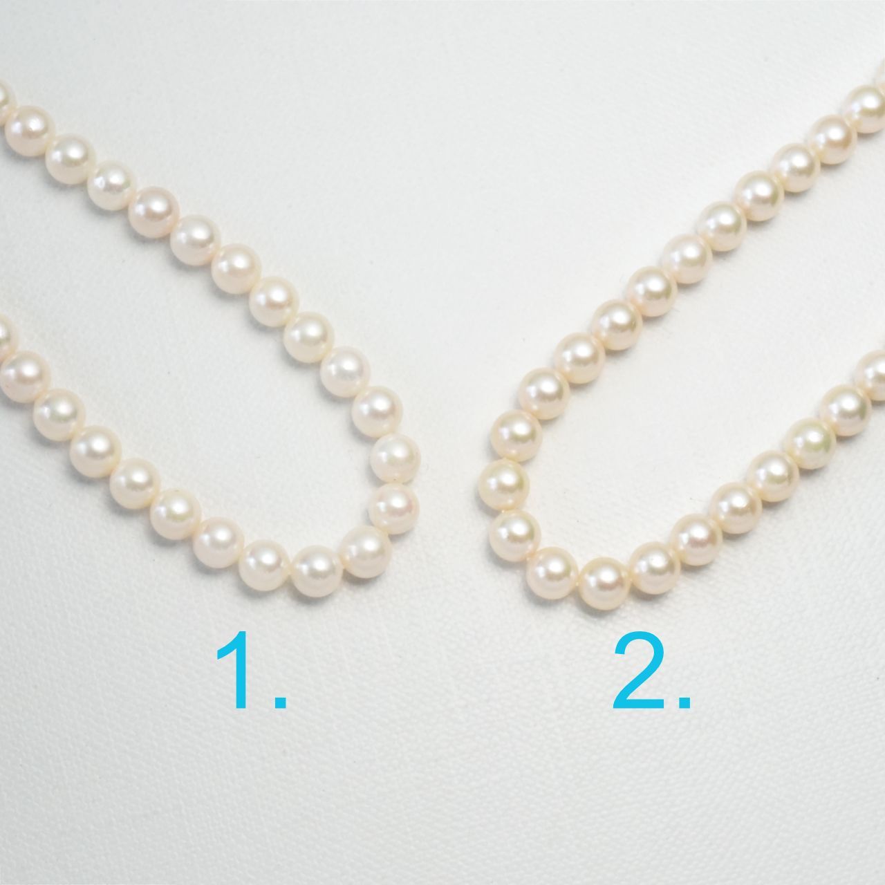 Akoya pearl necklace with 6.5-7mm cultured pearls and silver clasp on a 16.5 inch string