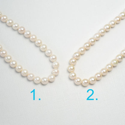 Akoya pearl necklace with 6.5-7mm cultured pearls and silver clasp on a 16.5 inch string