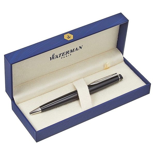 WATERMAN Paris Metropolitan Essential Black ballpoint pen with chrome trim and black barrel