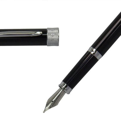 Cross Millennium Pen Sentiment Black Medium with brass and chrome plated accents shown capped
