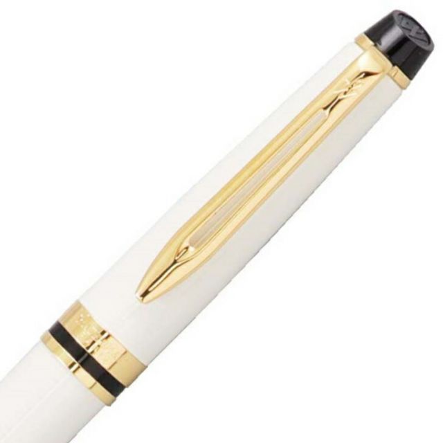 Waterman Expert Essential Ivory GT ballpoint pen with brass body and 23 carat gold plated trim