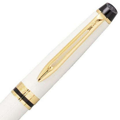 Waterman Expert Essential Ivory GT ballpoint pen with brass body and 23 carat gold plated trim